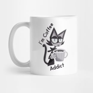 Funny Cocky Cat Addicted With Coffee Mug